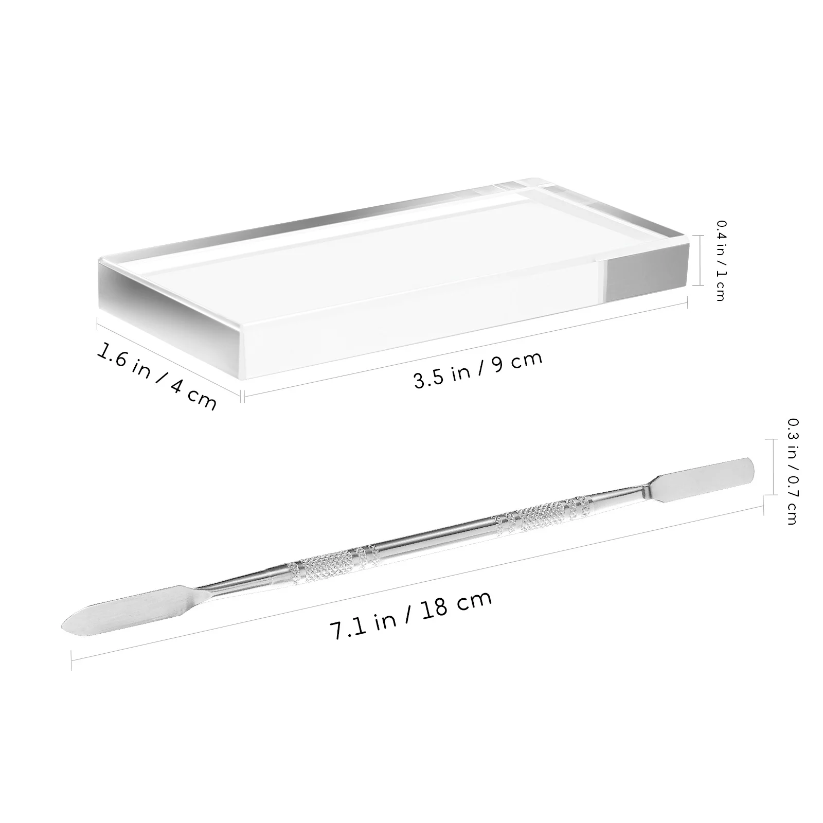 3個入り透明ガラスネイルアートパレットセット（ジェルポリッシュ、ファンデーションの混合用、両端ステンレス製キューティクルプッシャーキット付き）