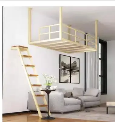 Small loft bed Hanging wall bed Wrought iron elevated bed Double bed Dormitory Apartment Creative hammock