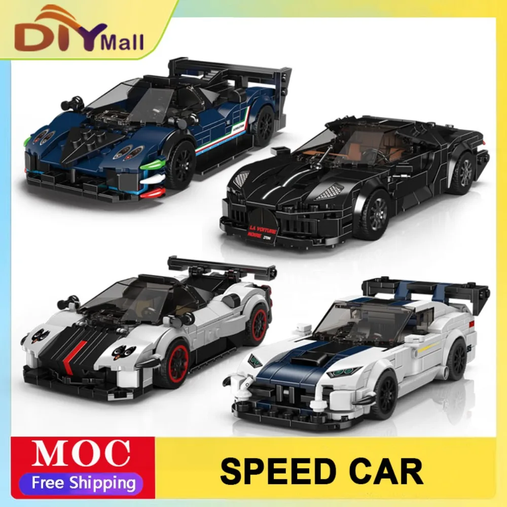 

Speed Racing Car Hypercar Building Blocks Set 4 Type MOC Sports Vehicle Model Construction Kit For Kids Christmas Gifts
