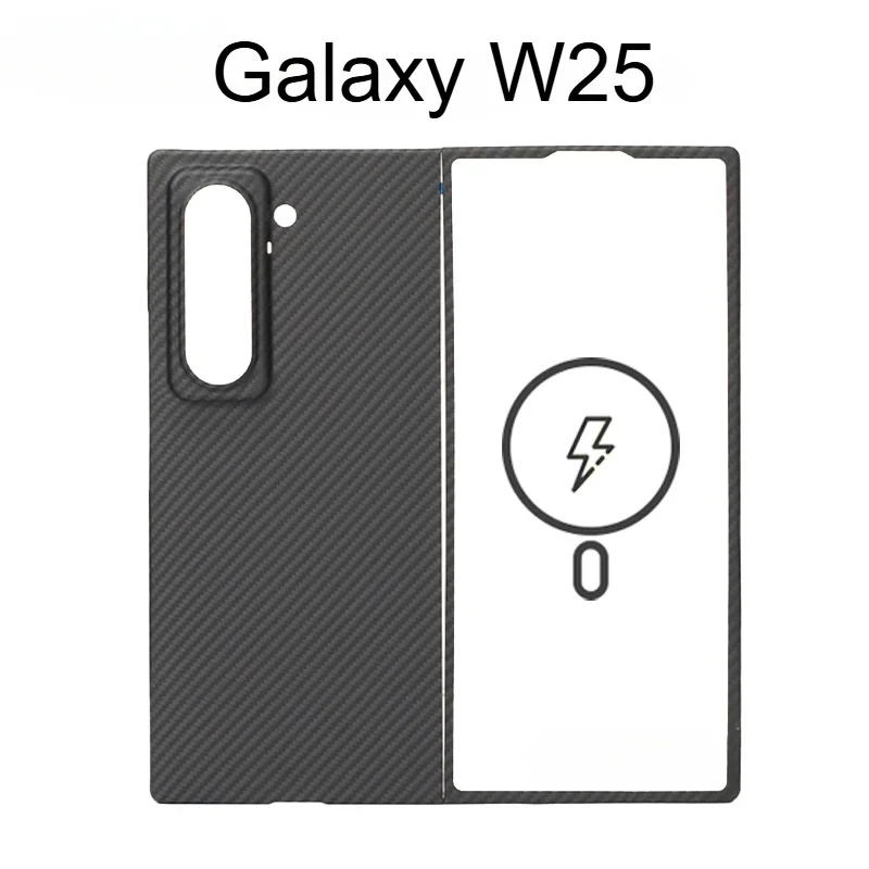

Magnetic Case Carbon Fiber Case for Samsung Galaxy W25 Fold MagSafe Phone Cover Aramid Fiber Protective Cover Shell
