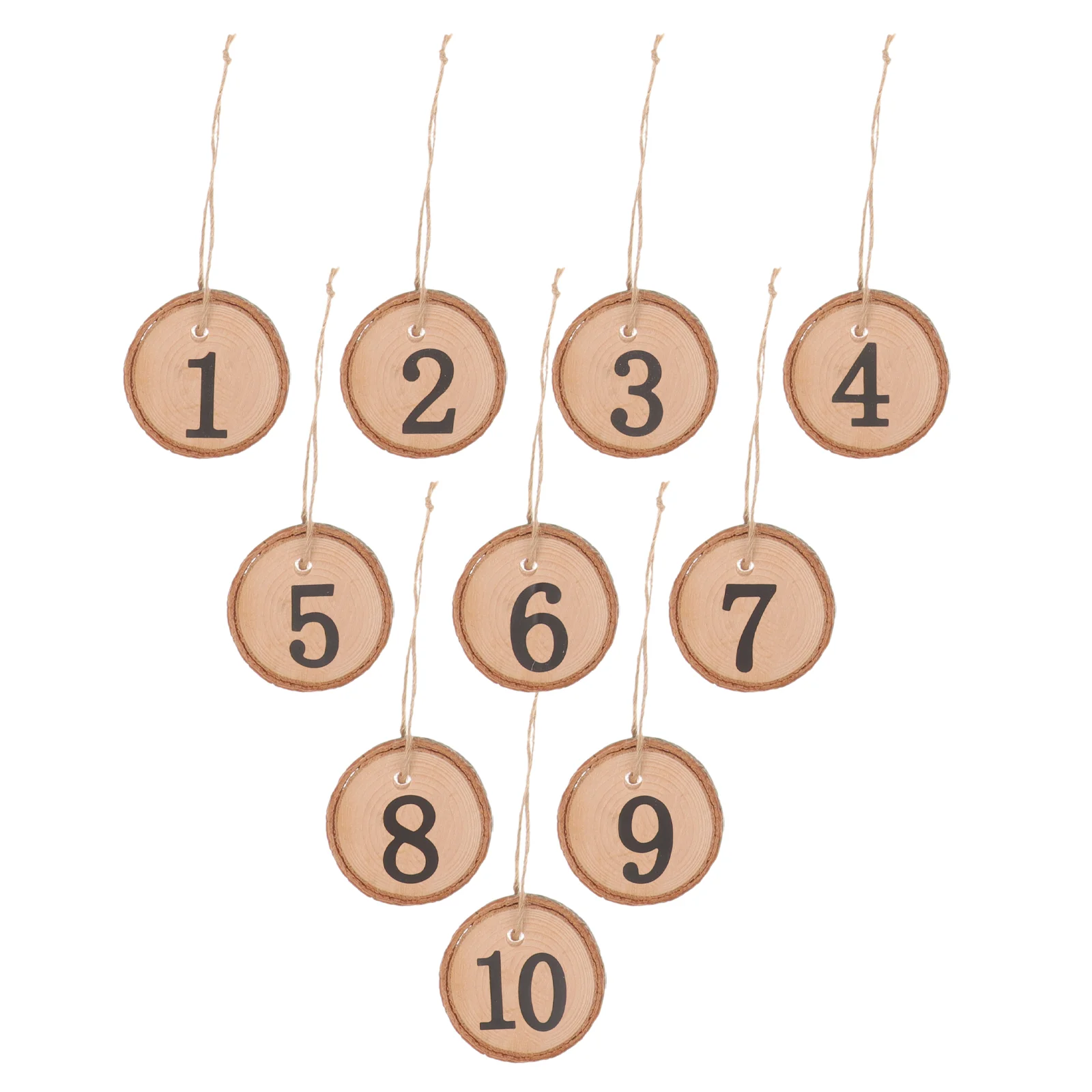 10 Pcs Wooden Table Decor Numbers Rustic Bamboo for Wedding Reception Hanging Slice