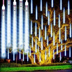 Fairy Light Garden Street Decoration US/EU Plug Outdoor LED 8 Tubes Meteor Shower Light String Christmas Light Garland Lighting