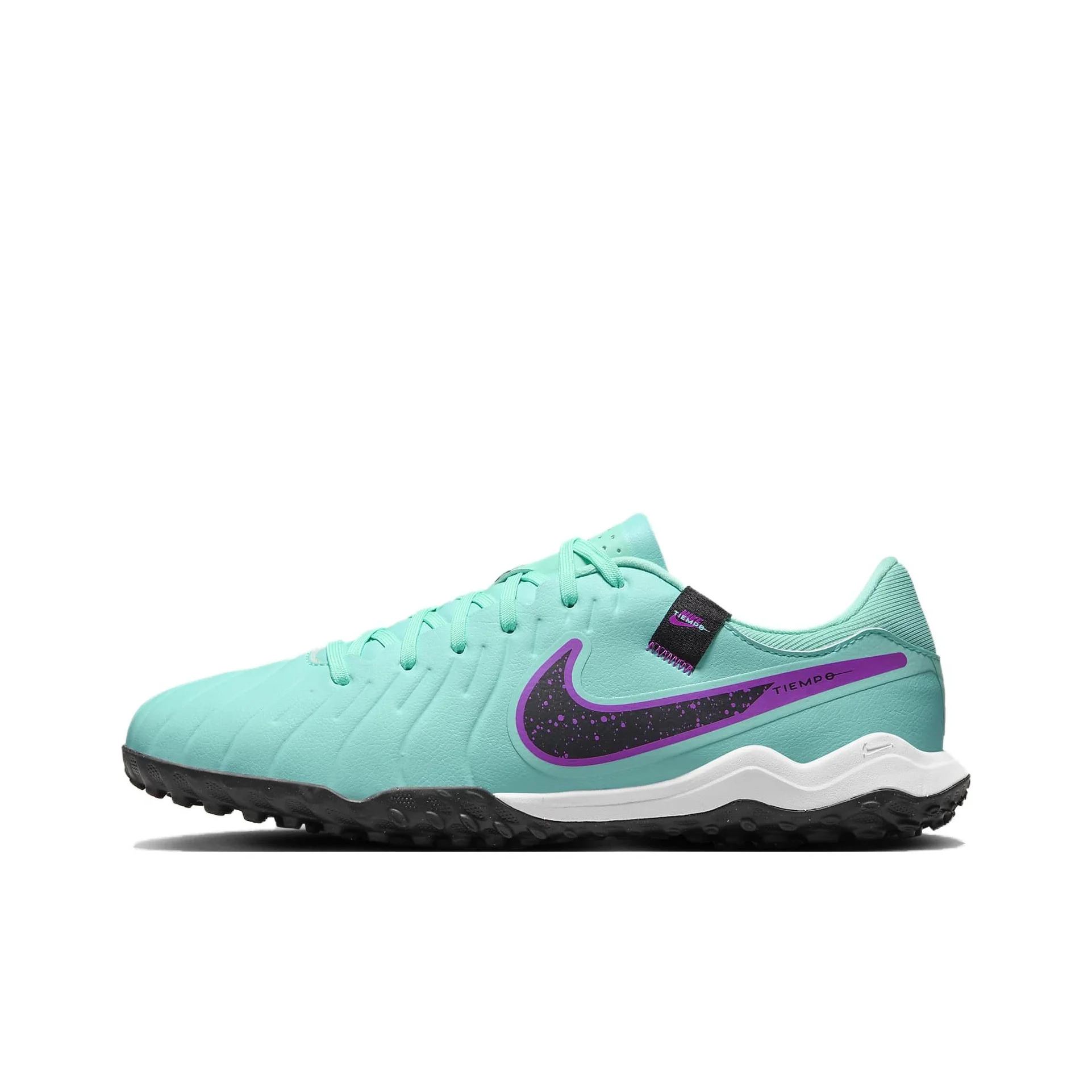 Nike Tiempo Legend 10 Lace Up TF Turf Artificial Turf Cow Leather Soccer Shoes Unisex Green Purple DV4342-300