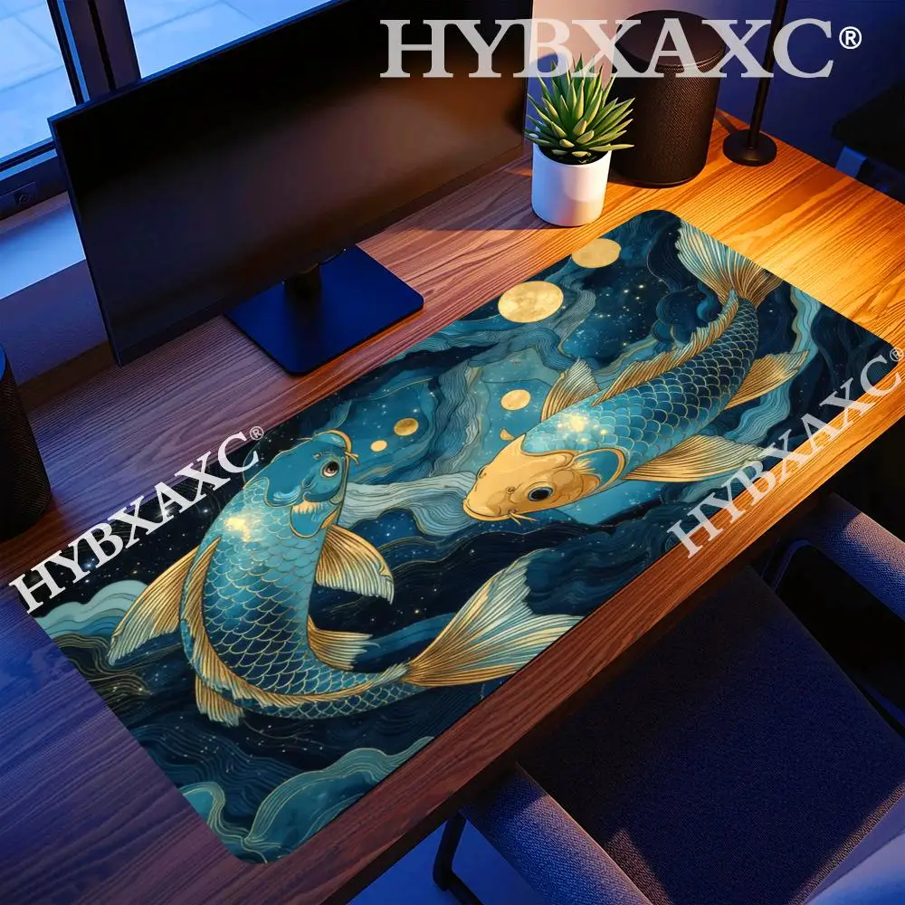 HYBXAXC Art Aesthetic Koi Fish Pattern MTG Playmat Magic Card Battle Mat Non-Slip Durable Commander playmat tapete magic mtg