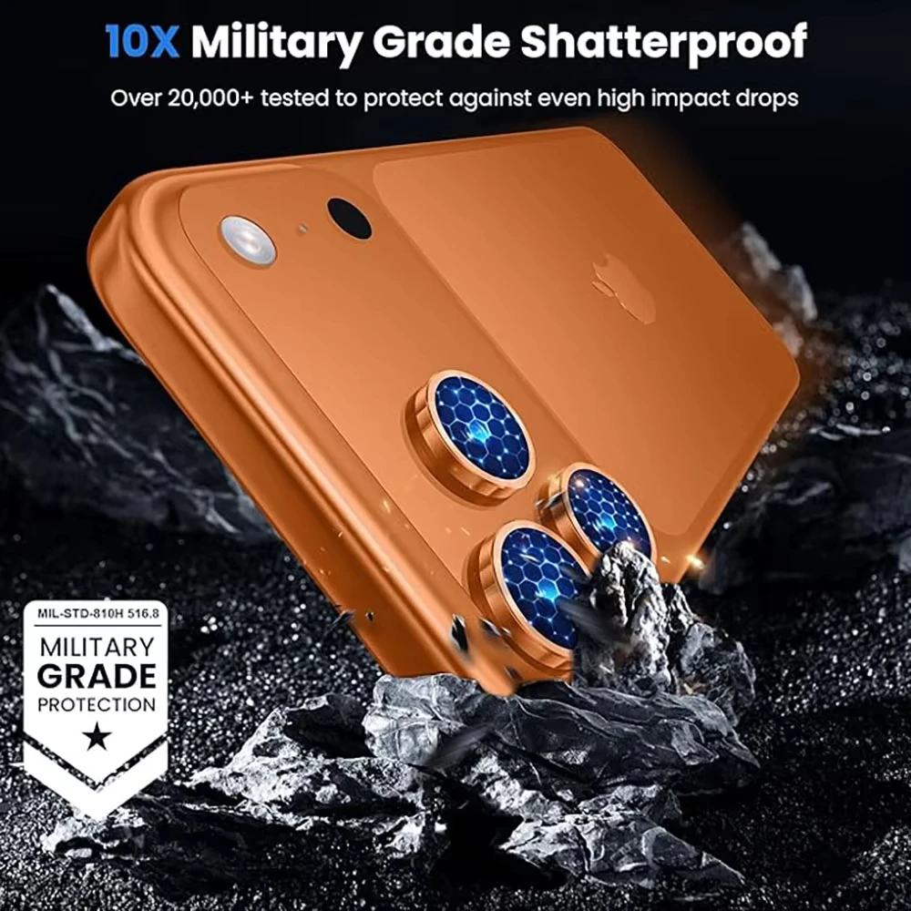 حامي عدسة حلقة معدنية آيفون 17 برو ماكس حامي كاميرا الهواء غطاء الزجاج المقسى آيفون 11 12 13 14 15 16 برو ماكس