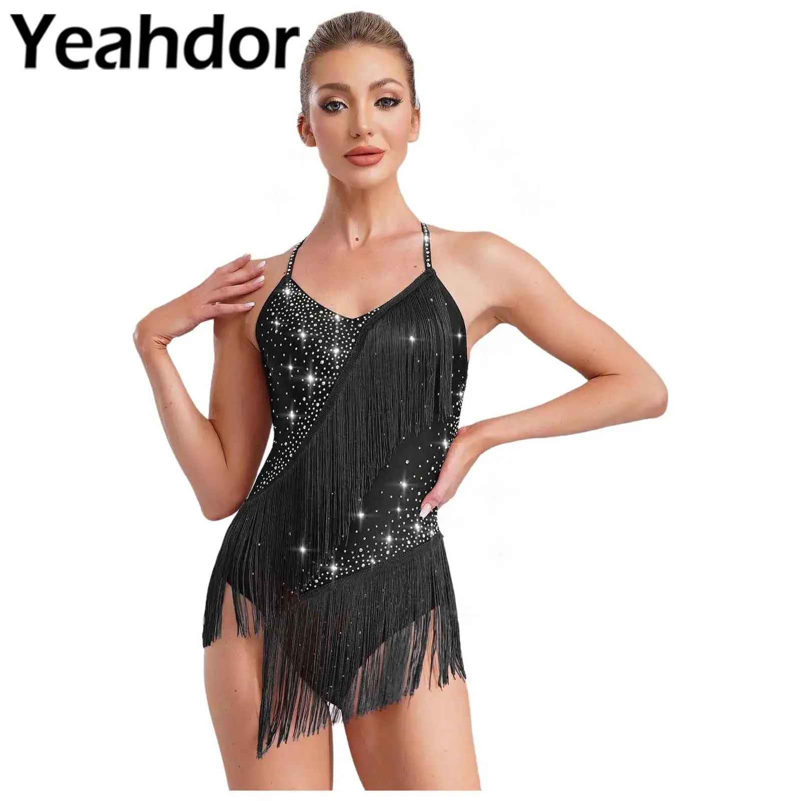 

Женское трико для латинских танцев с кисточками, костюм Танго Ча Ча Румба Самба для профессиональных танцевальных соревнований