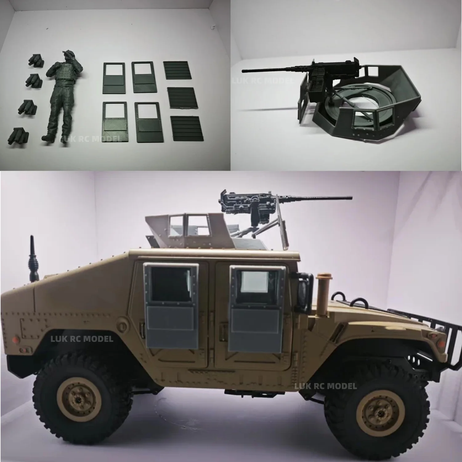

3D Printed Unpainted Unassembled 1/16 1/10 JJRC Modification Kit Static Decorative Parts DIY Soldier Launcher Armored Door Toy