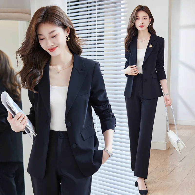 Formal Blazers Feminino for Women Business Work Wear Suits with Pants and Jackets Coat Pantsuit Ladies Professional Trousers Set