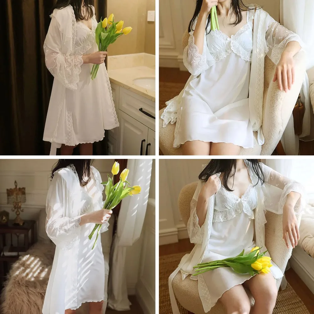 

French Vintage Lace Chiffon Dress Women Elegant Long Strap Sweet Fairy Dress