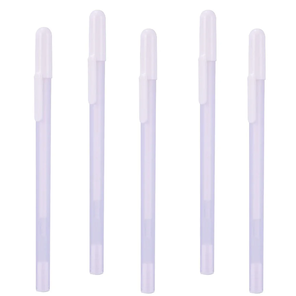 5 Pcs White Highlighter Color Gel Pens Black Ballpoint Fine Tip Ink Drawing Line