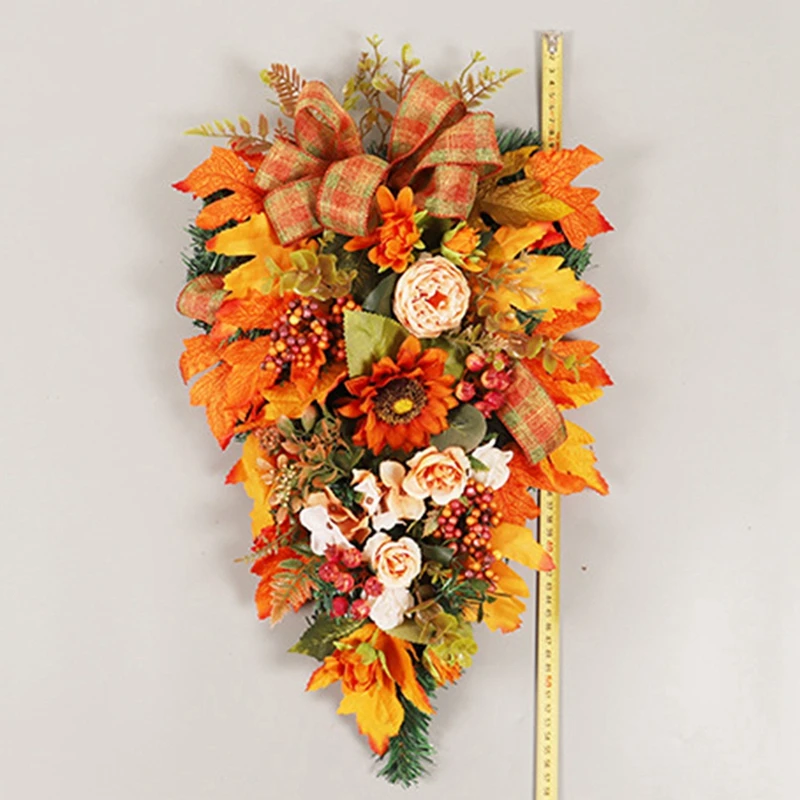 Summer Fall Wreath for Front Door Decorations Artificial Floral Wreath Harvest Garland For Autumn Party Wall Window Decor