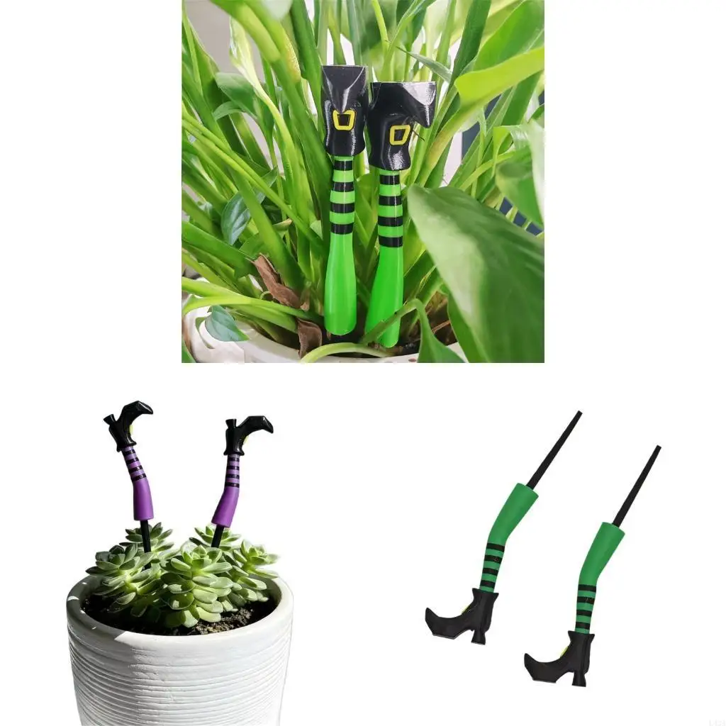 L43A Striped Leg Flower Pot Accent for Halloween, 1 Pair for Plant Containers