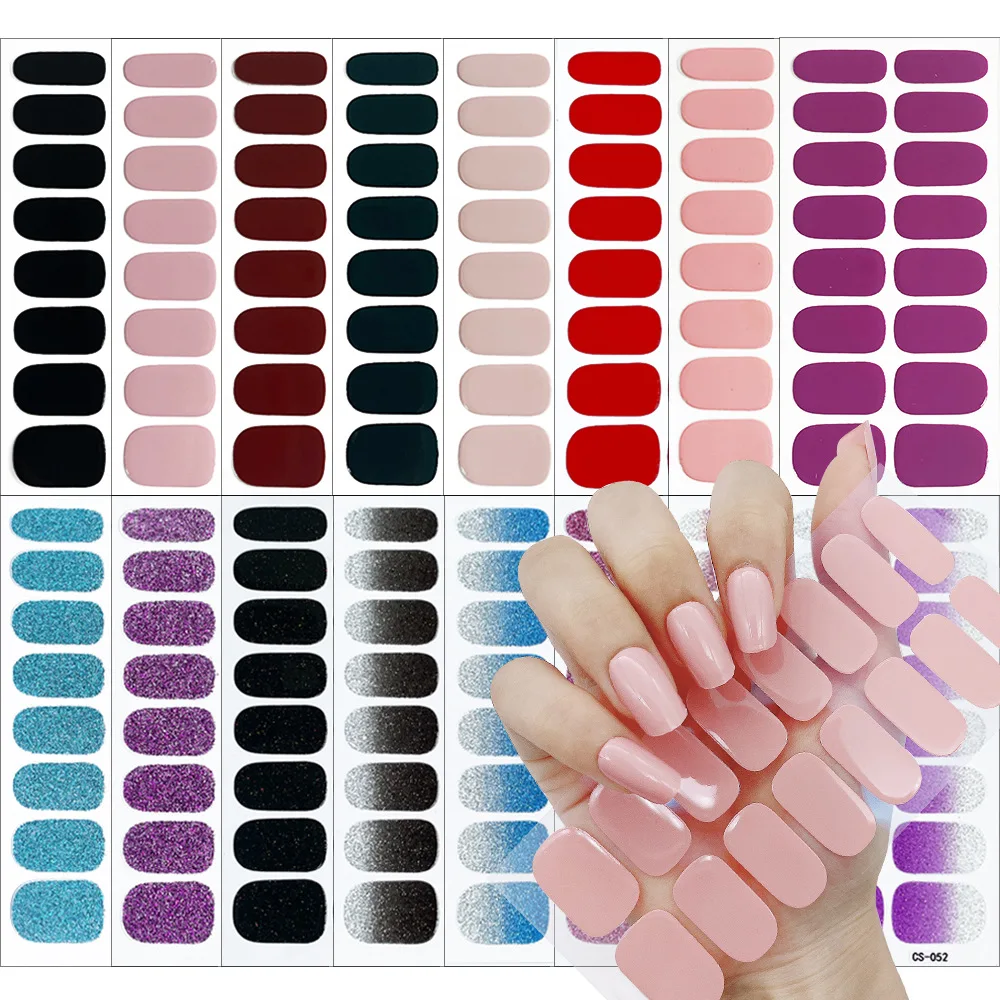 Gel Nail Wraps Polish Strips semi Cured Gel Nail Stickers Filer Tool Nail Art