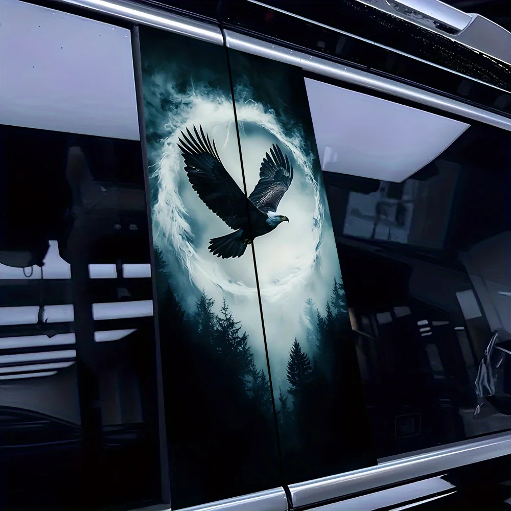 ملصق سيارة مكون من قطعتين على شكل حرف B بتصميم نسر الغابة للحيوانات والغابات موضوع فيلم خيالي مناسب لجميع خارجيات المركبات