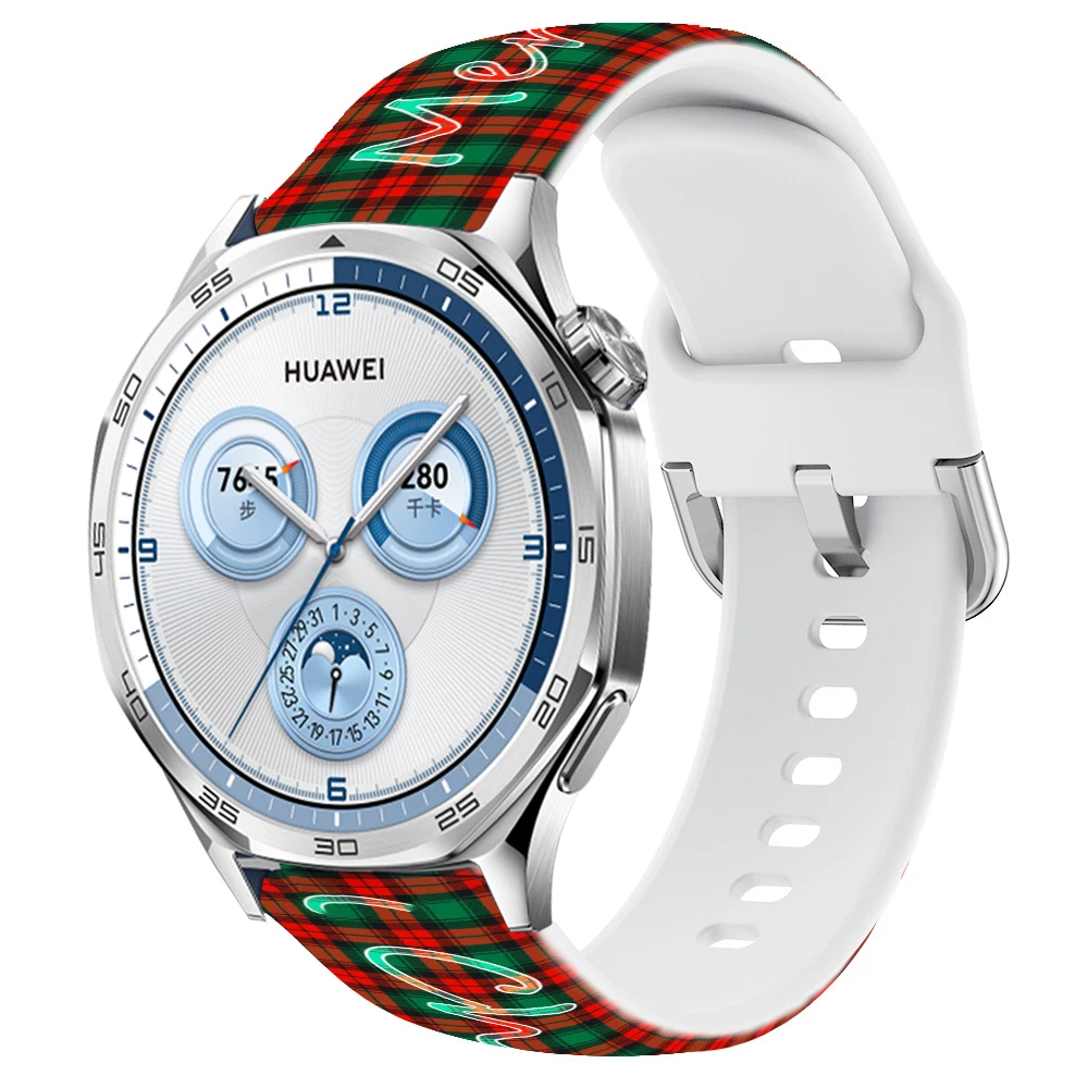 삼성 갤럭시 Watch7/6/5 화웨이 시계 GT5/4 프로 Amazfit GTR/GTS 교체 팔찌에 대한 크리스마스 인쇄 실리콘 소프트 스트랩