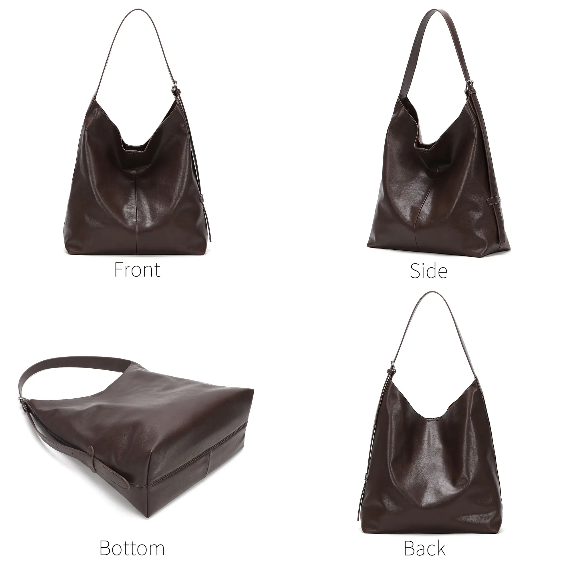 حقائب كتف للنساء محفظة كبيرة لينة مترهل حقيبة يد عادية العمل السيدات مقبض علوي حقيبة 2 قطعة حزام قابل للتعديل #5