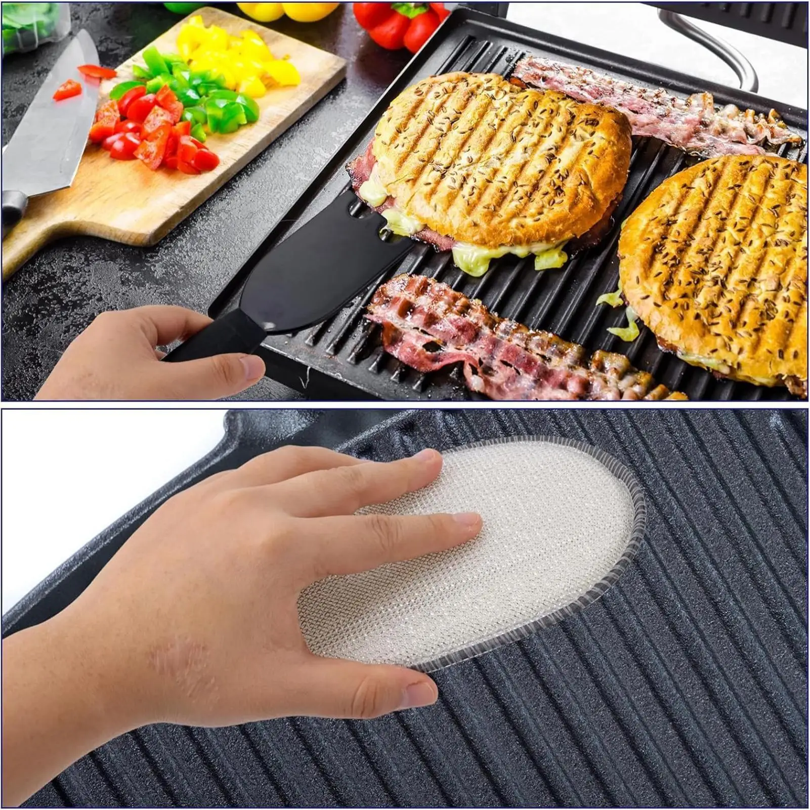 Grill Cleaning Barbecue Scrub Tools Kit With Sponges BBQ Scraper For Outdoor Backyard Patio Camping Party Gathering Kitchen