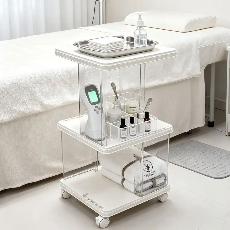 Beauty salon special trolley movable multi-layer rack advanced hand push storage tool cart