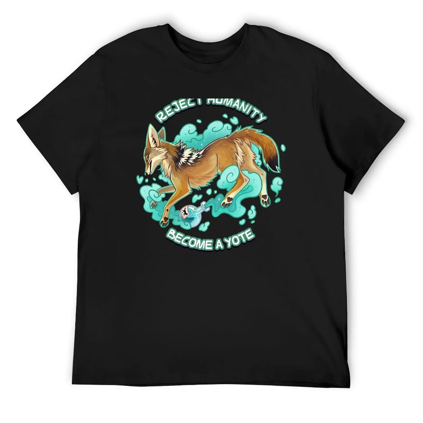 Reject humanity, Become a YOTE! - Coyote Potion T-Shirt heavyweights summer clothes vintage t shirts mens t shirts pack