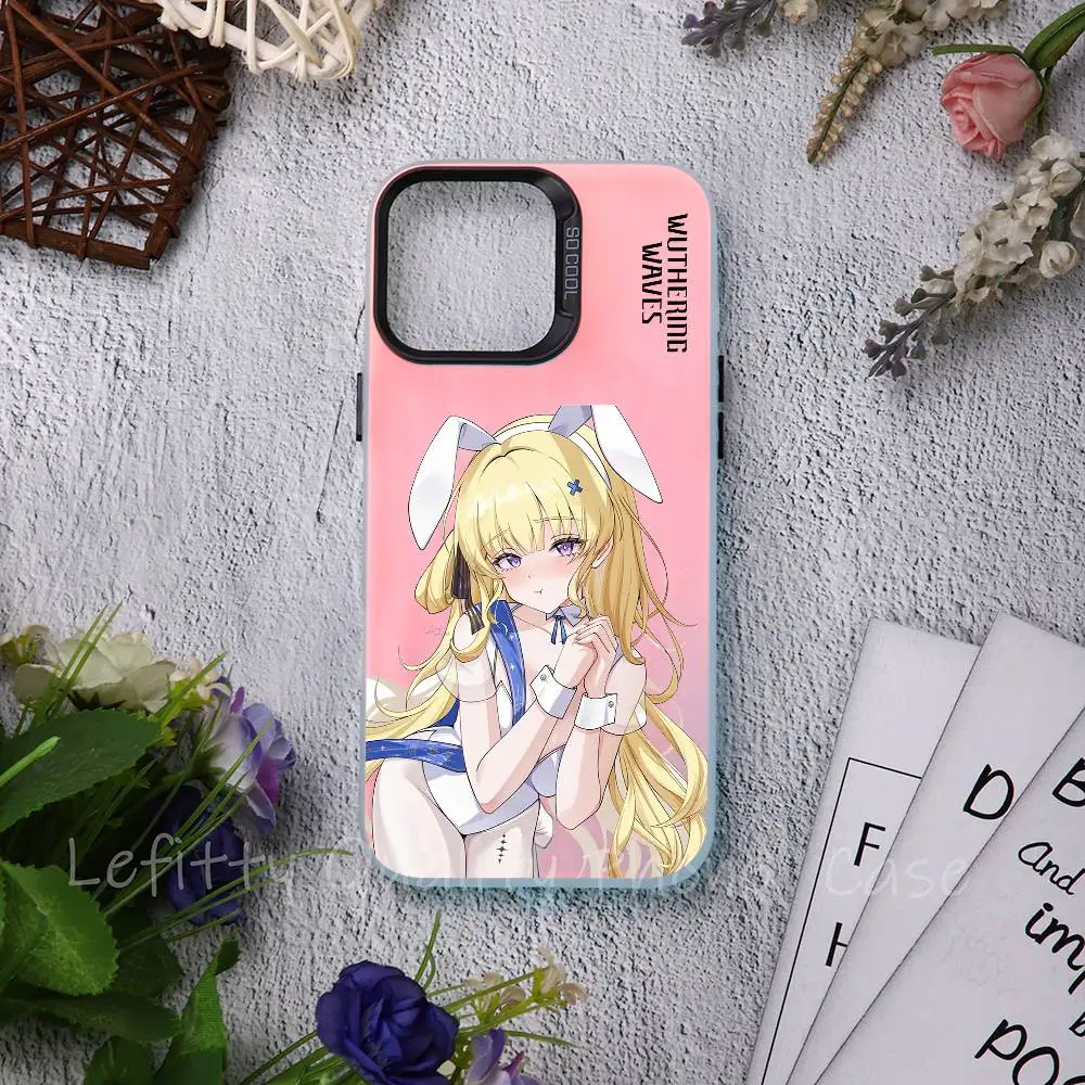 

Phoebe Cute Wuthering Wave Phone Case For IPhone 16 15 14 13 12 11 Pro Max Matte Aurora Multicolor Laser Metallic Gradient Funda