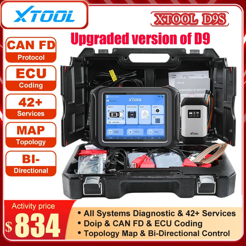 XTOOL D9S Auto Diagnostic tools Topology Map Bi-Directional Control ECU Coding XTOOL D9 Full Diagnostic & 42+ Resets DoIP CAN FD