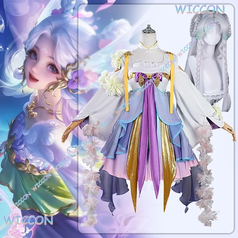 

Hemera/Game Honor Of Kings Dolia Mermaid New Skin Cosplay Costume Dreamy Cute Dress Wig Lolita Dress Accessories Full Set For Ha