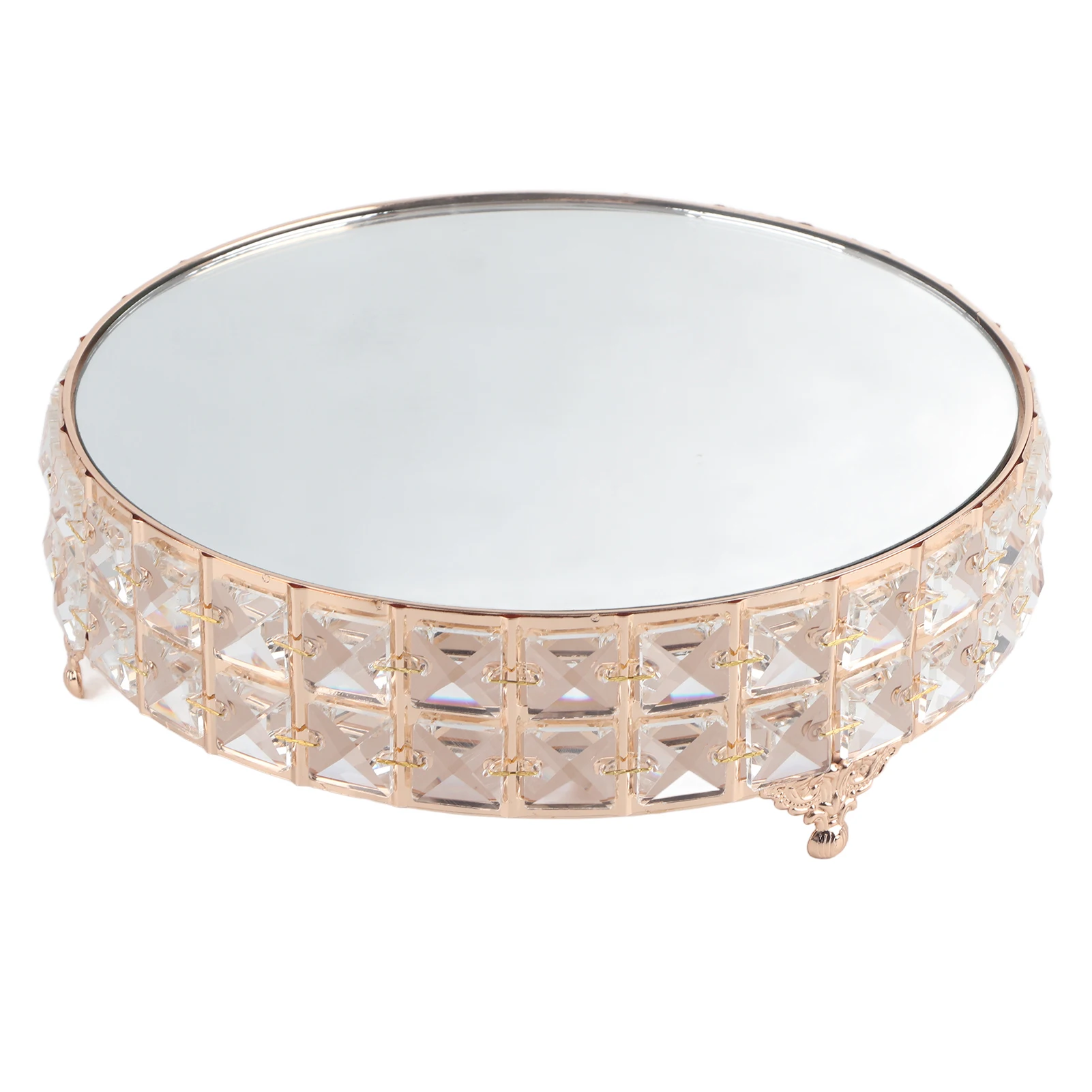 

Crystal Mirror Cake Stand Holder Rack Wedding Dessert Cupcake Pan Cake Display Tray Table Decor Round