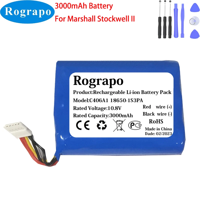 New 10.8V 3000mAh Bluetooth Speaker Battery For Marshall Stockwell II 2 Gen C406A1 3INR19/66