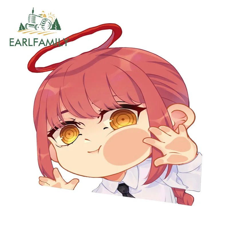 EARLFAMILY 13cm × 12.4cm Makima Control Devil Chibi Car Stickers Peeker Angel Anime Kawaii Vinyl Decals Windows Car Accessories