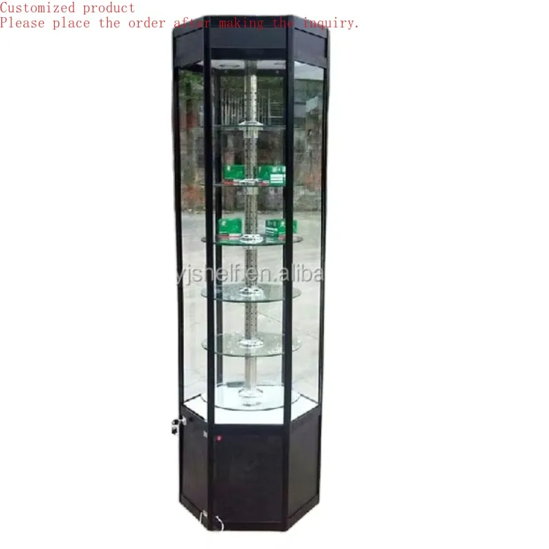 Custom.Glass Rotating Display Stand Rotating Glass showcase Rotating Jewelry Cabinet