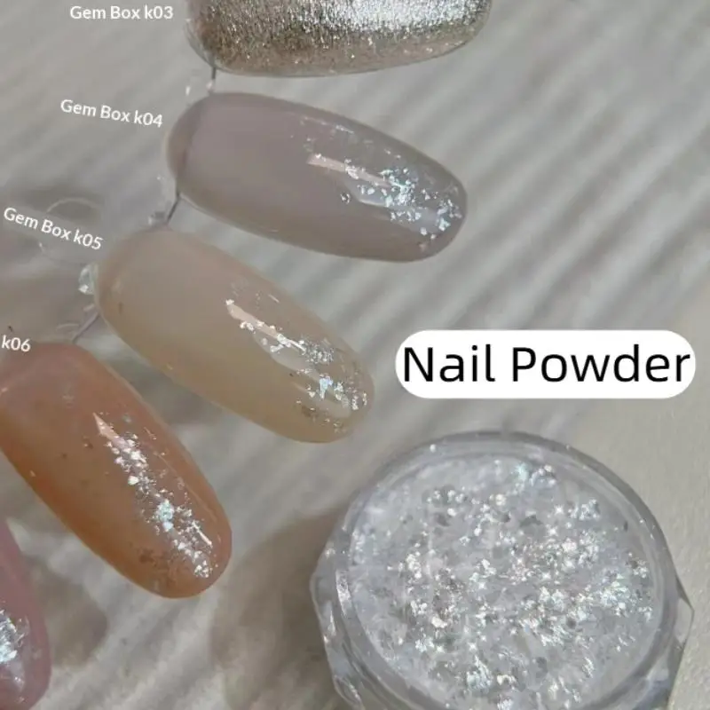 High-Quality Snow Powder Ultra-Thin Nail Flakes Fine Shimmer Opal Glitter Material Transparent Silver Nail Art Decorations