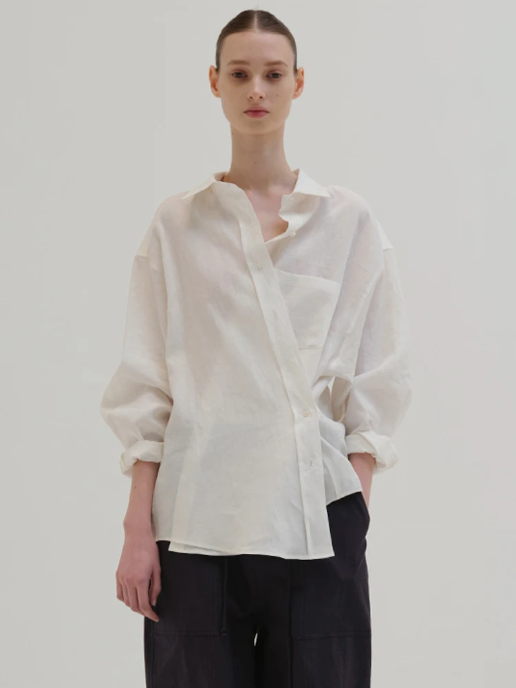 

Women's Linen Shirt Casual Loose Long Sleeve Simple Lazy Style Pure Color Summer New Arrival Korean Version Comfortable Breat...