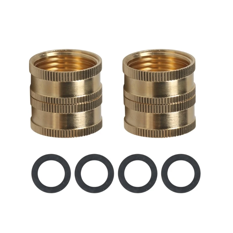 U90C Garden Hose Adapter, Male to Male, Female to Female, 3/4 Inch Brass Connector, 2/4 Pack with Washers