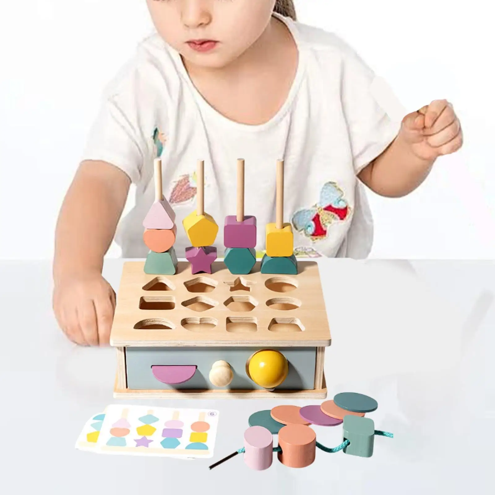 Jouet de séquence de perles en bois, trieur de formes assorties pour garçons et filles, cadeau pour enfants