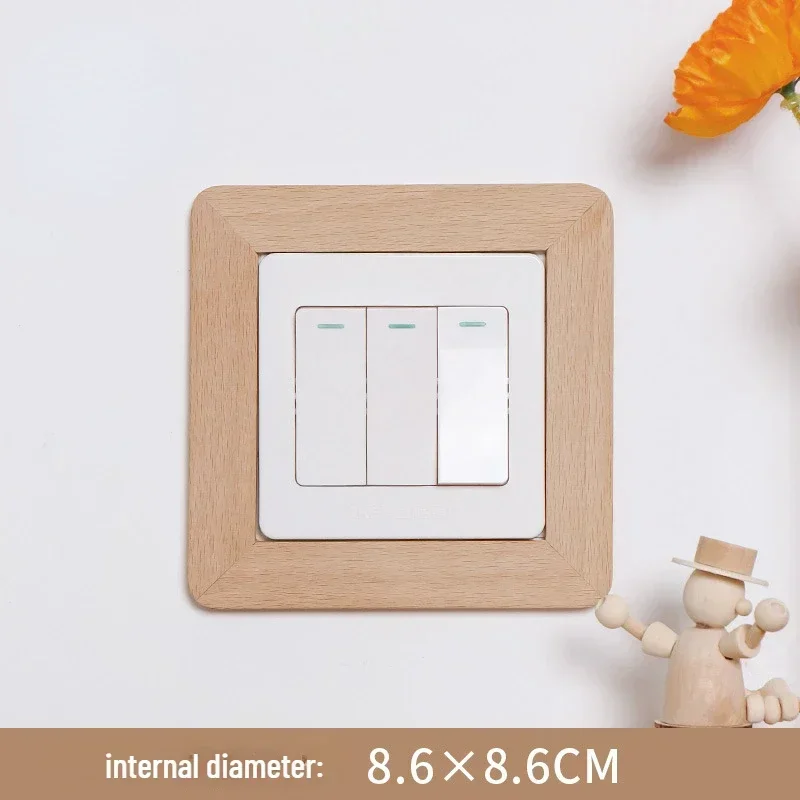 Solid Wood Switch Sticker Decorative Wall Sticker Socket Protective Cover Nordic Style Decorative Frame Light Switch Panel