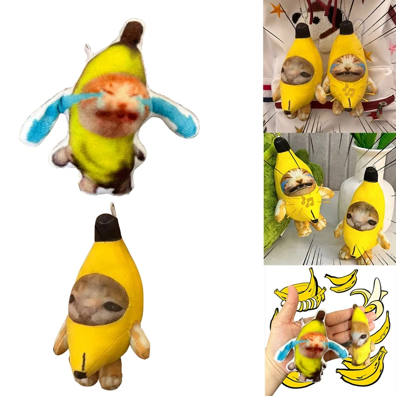 Key Chain Plush Pendant Cute Banana-Cat Doll With Sound Bag Funny Pendant Kids Classmate Gifts Durable Easy Install