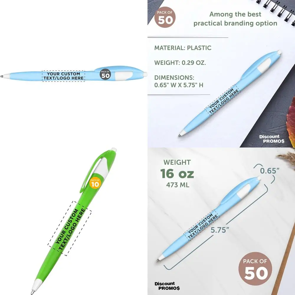 مجموعة أقلام بلاستيكية مخصصة بلونين مكونة من 50 قطعة مع تخصيص - حبر أسود، مثالية للمكاتب والمدارس والسفر #1