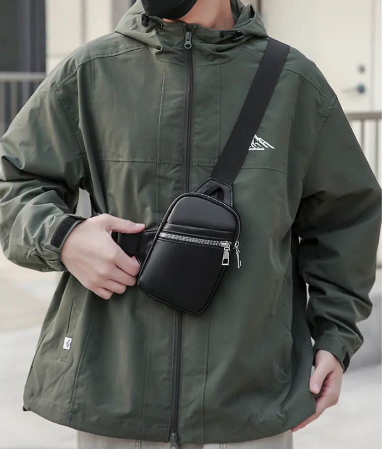 

Mini Minimalist Business Casual Chest Bags for Men Fashionable PU Leather Single Shoulder Bag Lightweight Waterproof Phone bags