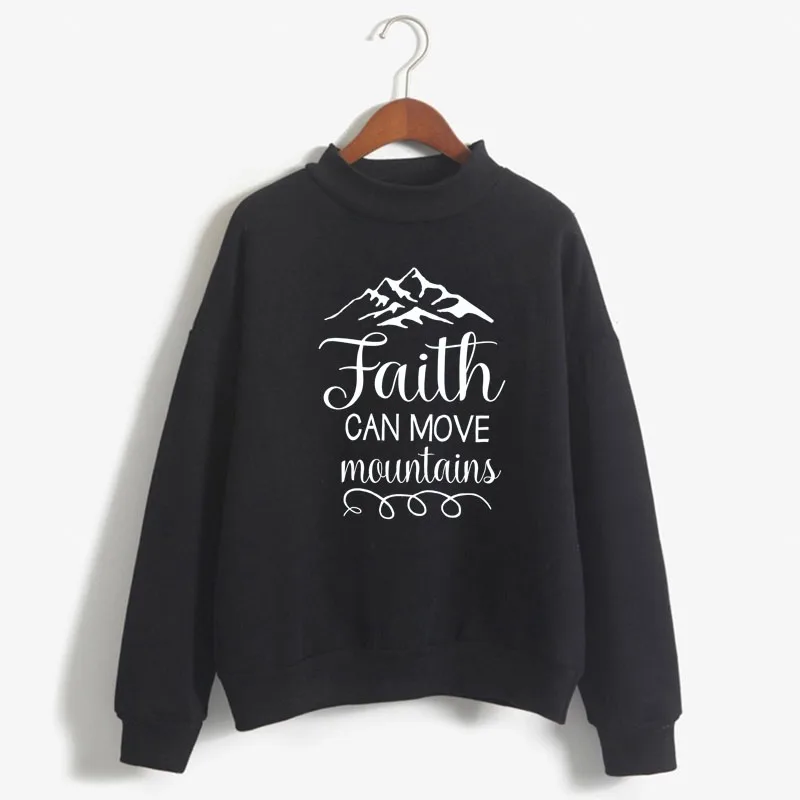 

FAITH CAN MOVE MOUNTAINS Print Woman Sweatshirt Sweet Korean O-neck Knitted Pullover Thick Autumn Candy Color Women Clothes