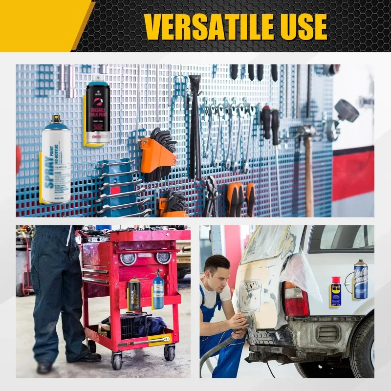 

Магнитный держатель для аэрозольных баллончиков A20F-2PCS, настенный органайзер для баллончиков с краской, подставка для бутылок с краской для гаража, ящика для инструментов