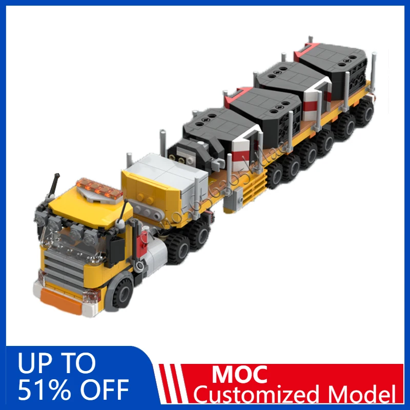 

NEW 727PCS Construction Truck And Ballast Flatbed Trailer MOC Building Block Model Children Education Assembly Toy Birthday Gift