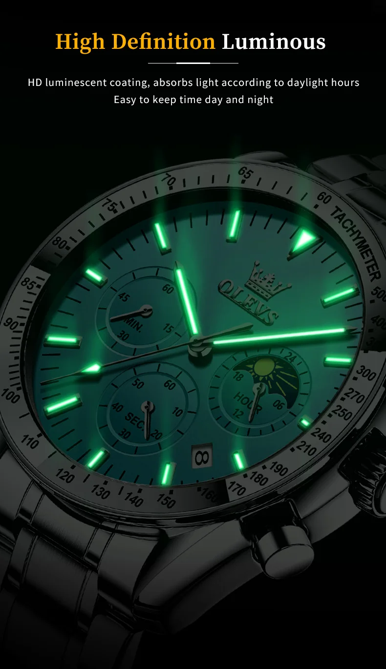 OLEVS Original Luxury Brand Watch Men 2024 NEW Multifunctional Chronograph Waterproof Luminous Trend Men's Wristwatches