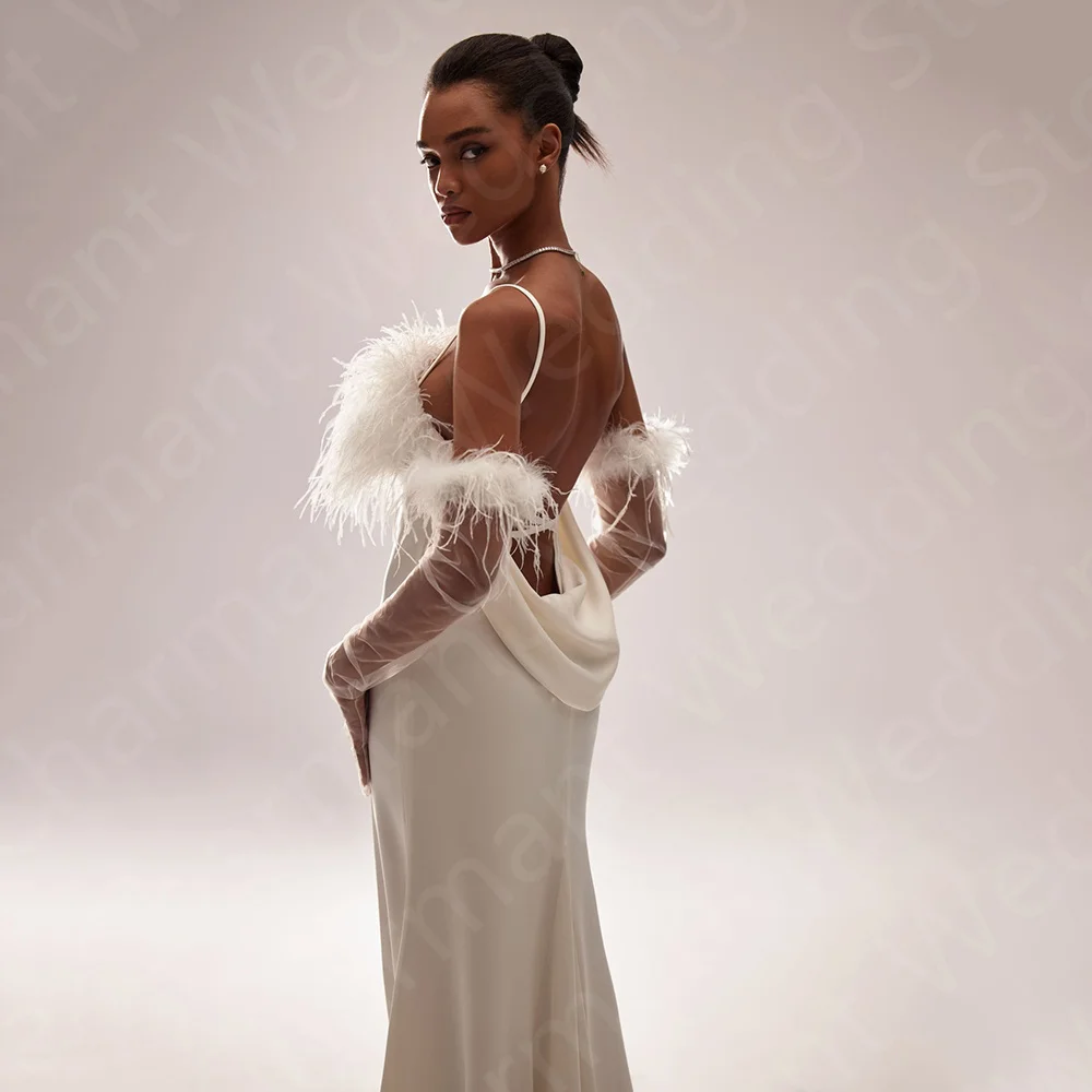 On Sale Stunning Wedding Dresses Mermaid Bridal Gowns Strapless with Straps Wedding Gowns Open Back Feather Robe de mariée 2024