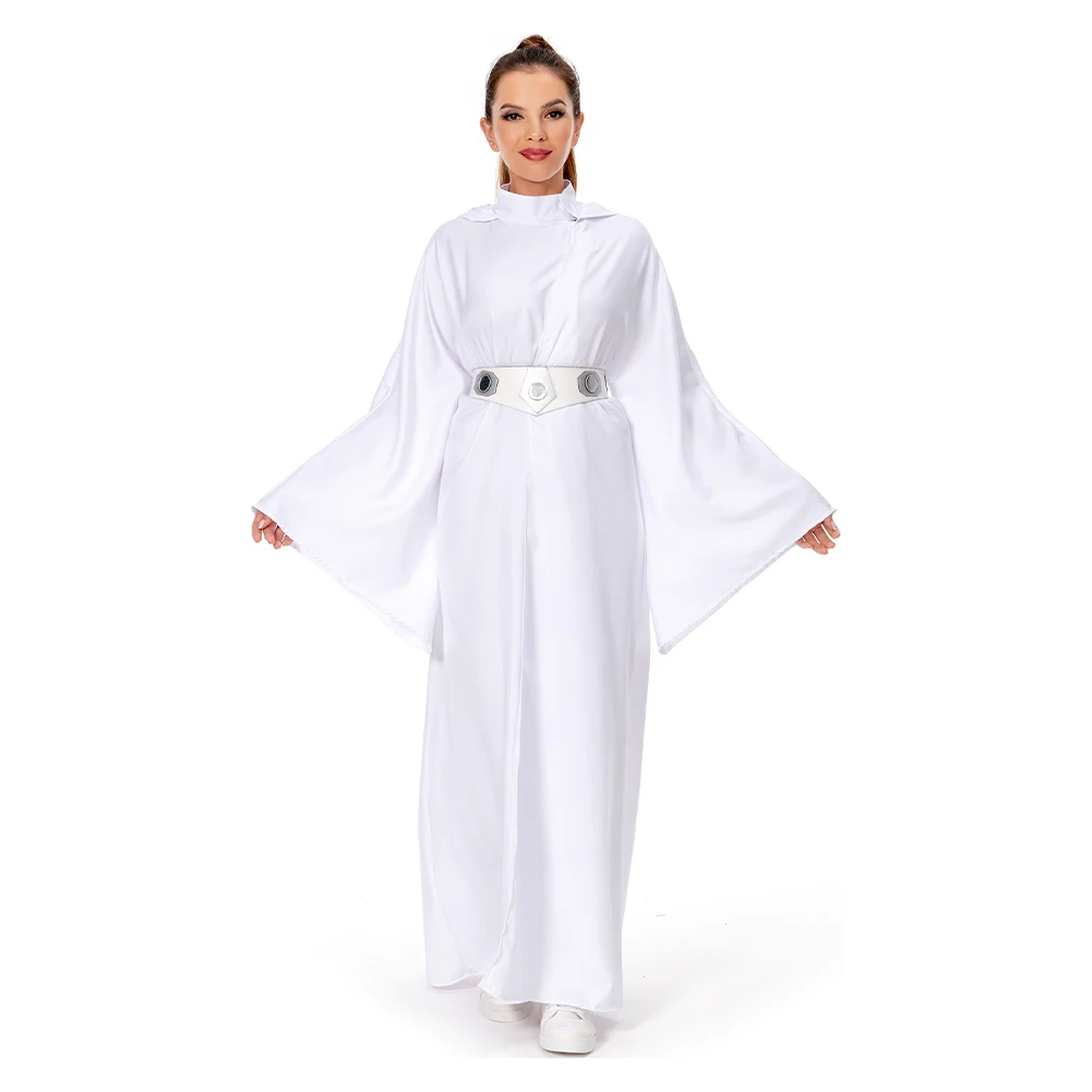Adult Leia Cosplay Princess Costume Belt Robe Top Skirt Women Halloween Space Battle Cloth Outfits Carnival Party Fantasy Suit