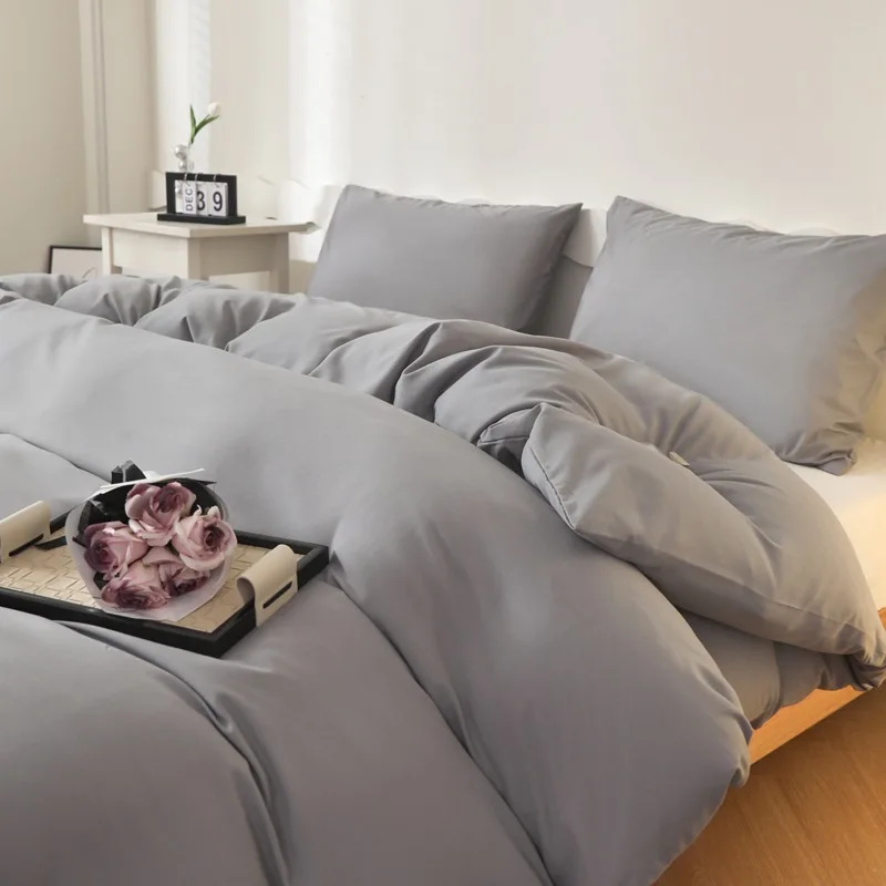 

1Pc Simple Solid Color Washed Cotton Quilt Cover Skin Friendly Breathable Bedding for Seasons King Queen Size Comforter Cover