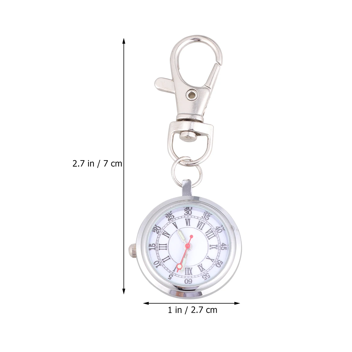 Keychain Pocket Watch Big Round Design Premium Material Quartz Movement Luminous Needle Easy Read Time Great Gift Durable