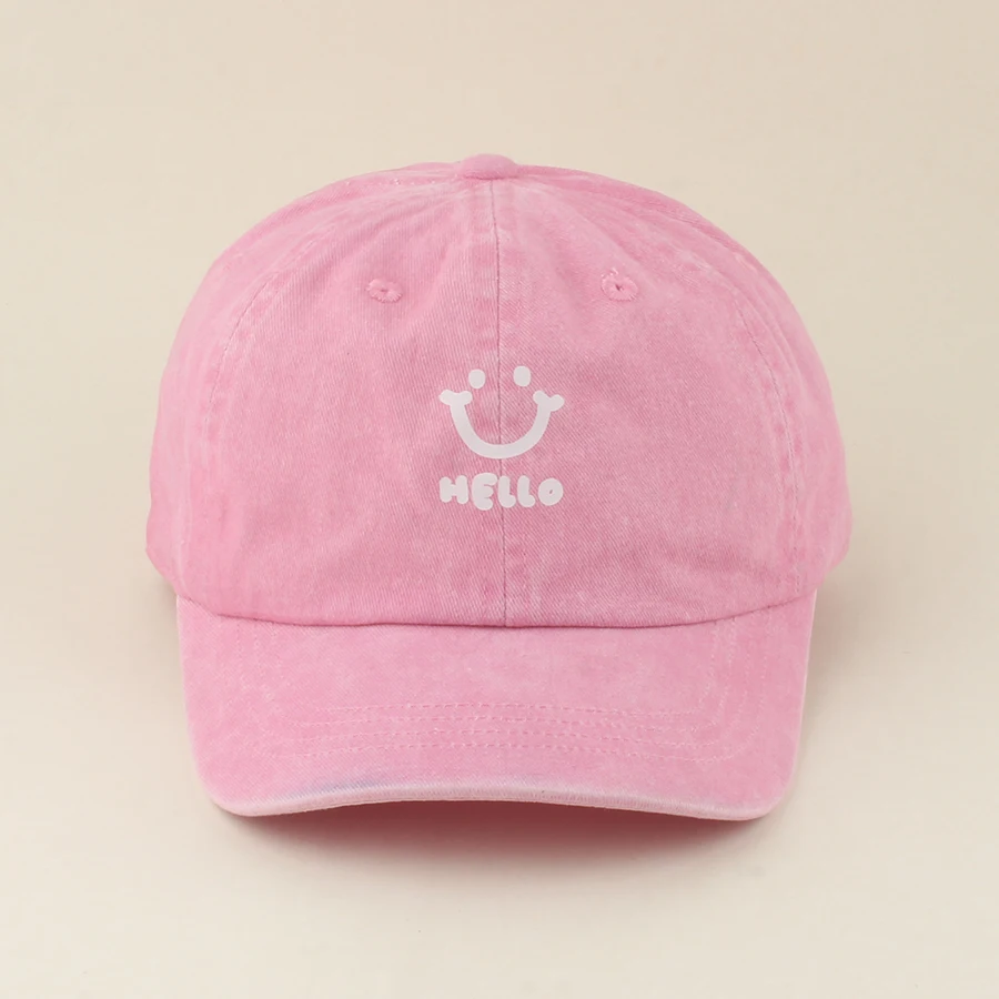 New Vintage Washed Cotton Baby Baseball Cap Kids Candy Color Hello Letter Sun Hats For Boy Girls Summer Soft Snapback Hat