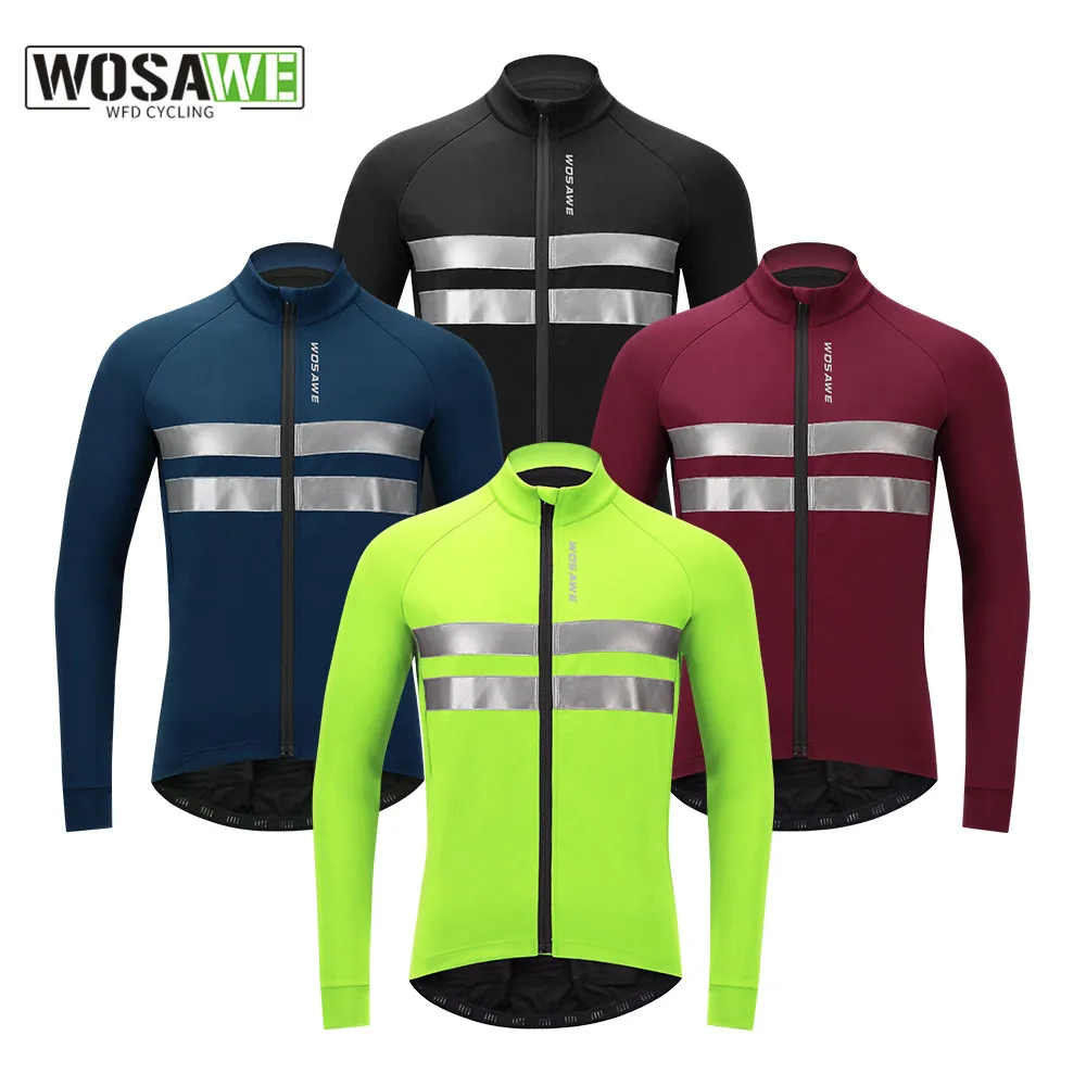 WOSAWE Men Winter Cycling Jacket Thermal Fleece Warm Up Bicycle Clothing Windproof Waterproof Soft Shell Coat MTB Bike Jersey