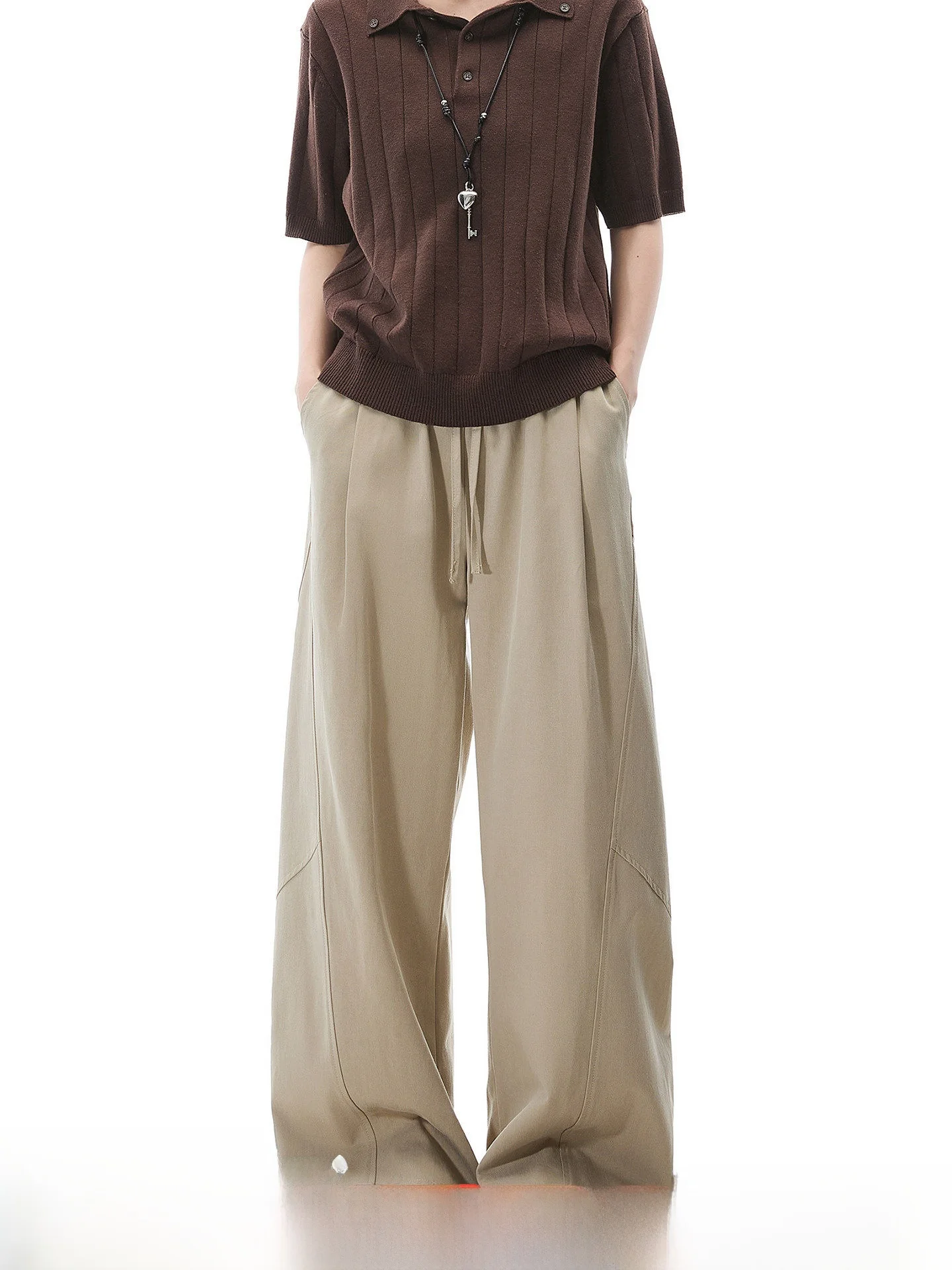 

Breathable Lyocell Men's Casual Pants Summer Straight Loose American Style Comfortable Loose Fit Straight Leg Trousers