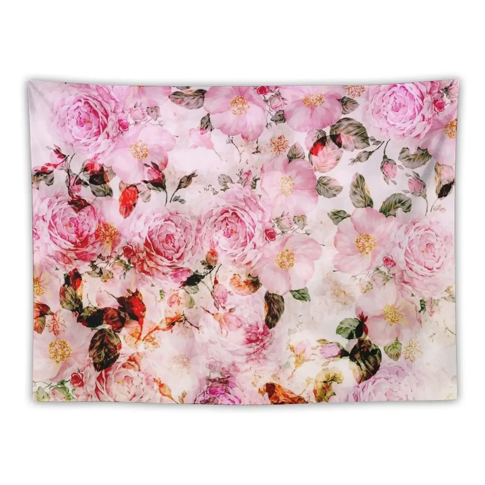 

Chic girly pink watercolor vintage floral pattern Tapestry Things To The Room Bed Room Decoration Aesthetic Room Decor Tapestry